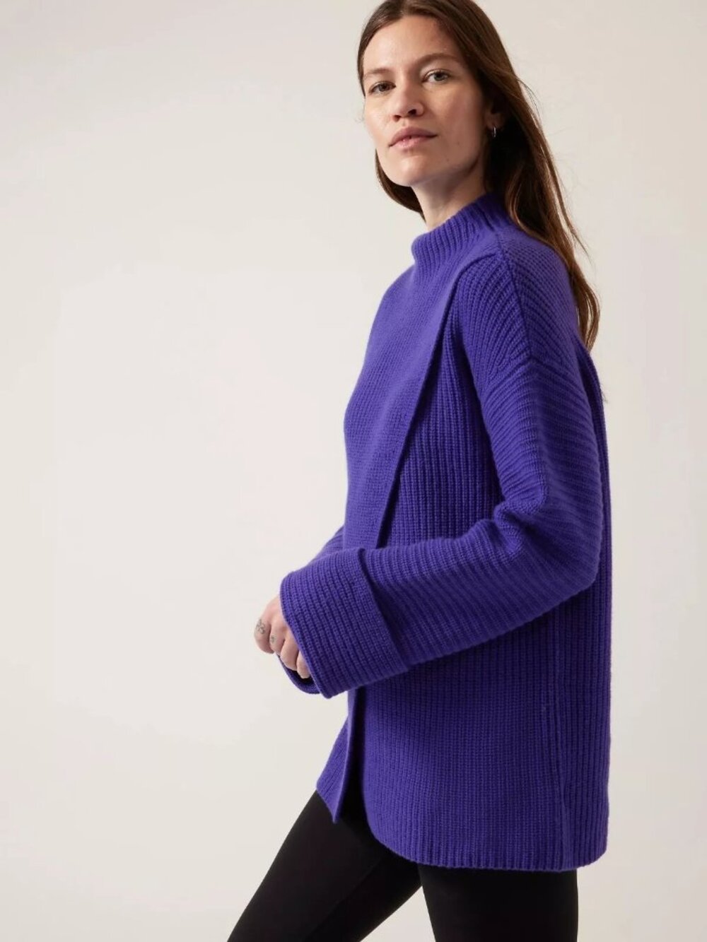 Athleta Azalea Cashmere Sweater Purple Small